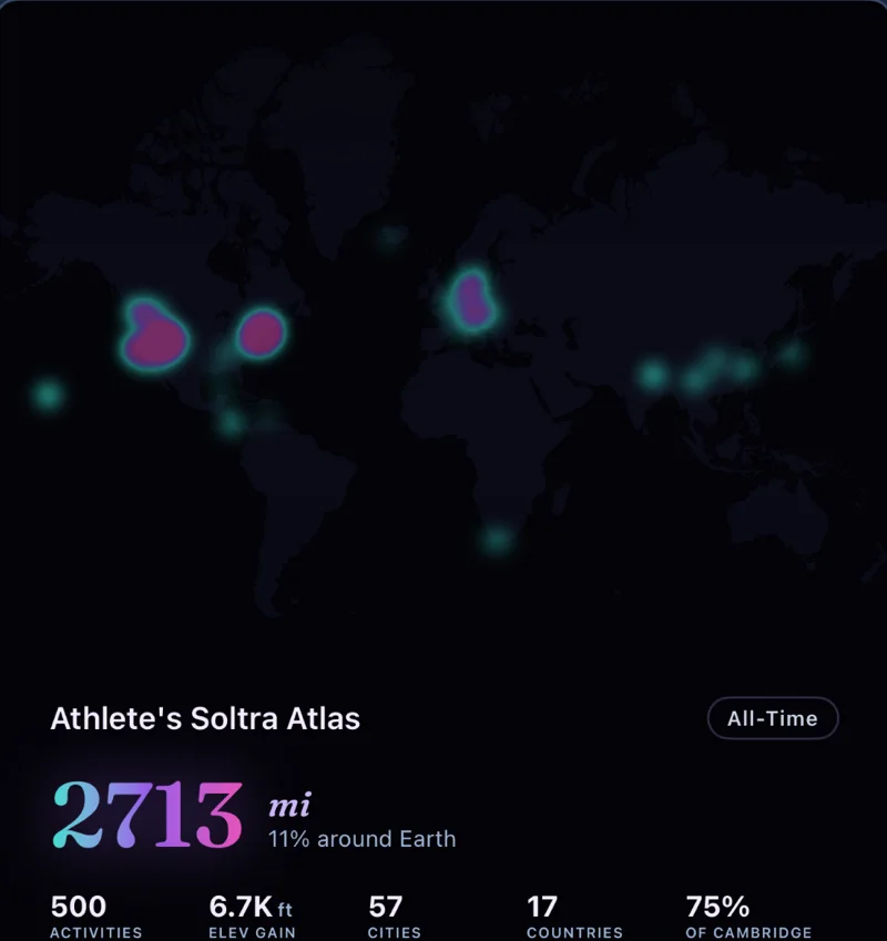 Third Soltra share card design with city and country highlights